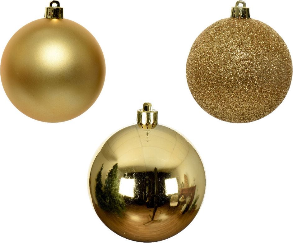Weihnachtskugeln DECORIS, 6cm Durchmesser, Polystyrol, Pack 10 Stück, gold