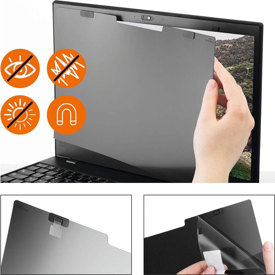Blickschutzfilter Durable MAGNETIC 513857, für 14 Zoll Laptops, 16:10, 35,56 Diagonale, Filterformat: 302 x 198mm (BxH), magnetisch, anthrazit/grau