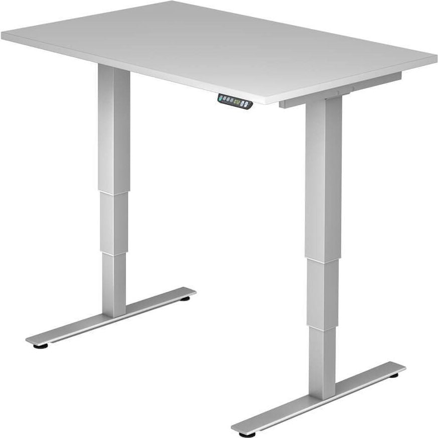 Hubschreibtisch Hammerbacher XDSM12/x/S, 120x80cm (BxT), 63-127cm Höhe, rechteckig, T-Fuß silber, eiche