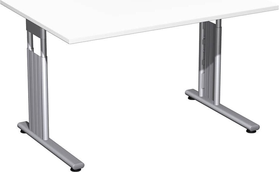 Schreibtisch Geramöbel C Fuß Flex S-617102, 120x80cm (BxT), 68-82cm Höhe, rechteckig,
C-Fuß silber, weiß