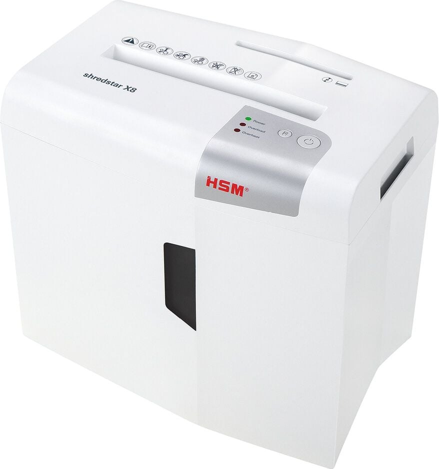Aktenvernichter HSM shredstar X8 1044121, 4,5x30mm Partikelschnitt, ca. 8 Blatt, 18
Liter Behälter