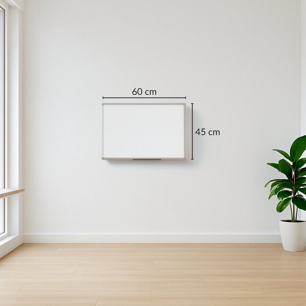 Whiteboard a-series AS1215, 45x60cm, lackiert, trocken abwischbar,
Aluminiumrahmen, Ablageleiste, Wandaufhängung