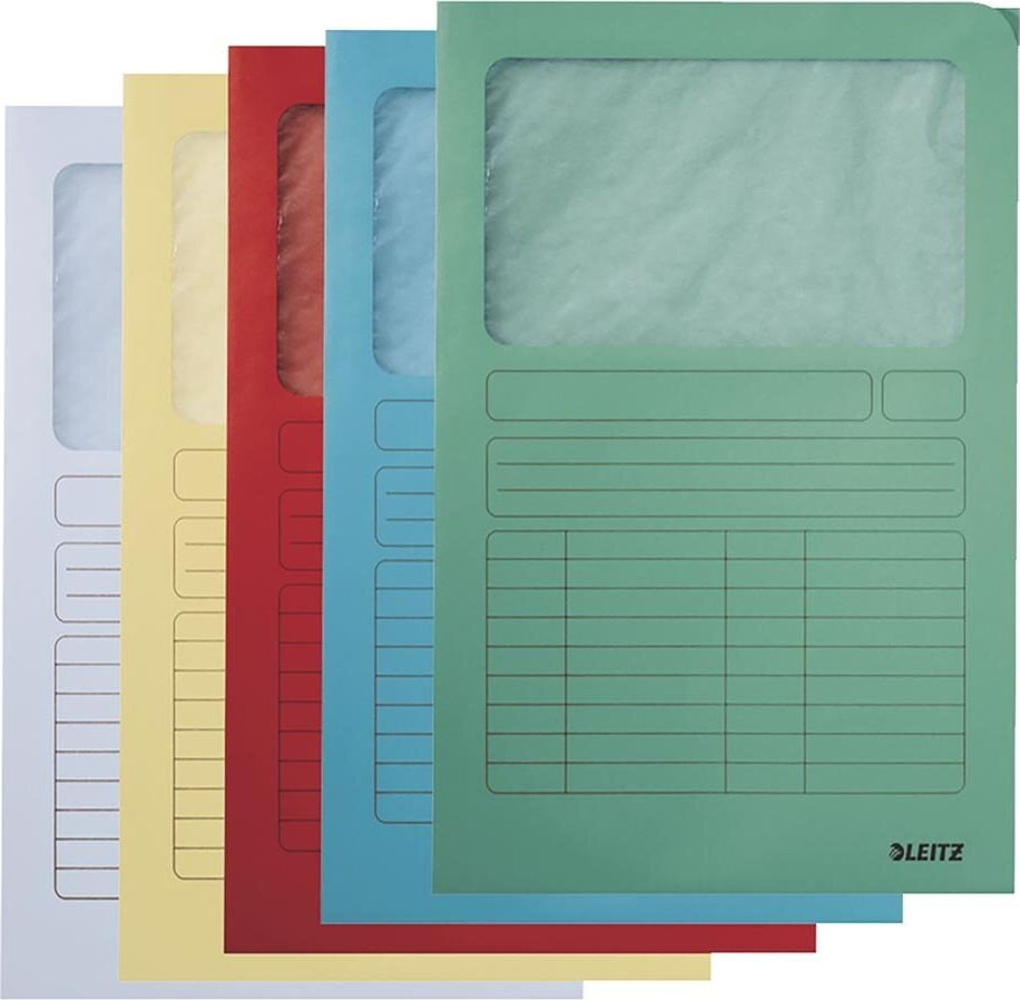 Sichtmappen Leitz 3950, A4, Karton (RC) 160 g/m², Sichtfenster aus
Pergamin, Linienaufdruck, hellgrün