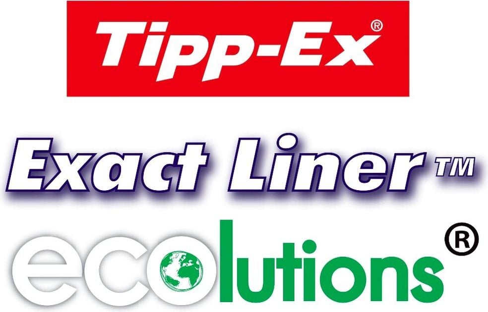 Korrekturroller Tipp-Ex Exact Liner ECOlutions 8104755, 5mm breit/6m lang, blau, Gehäuse aus 80%
recyceltem Kunststoff