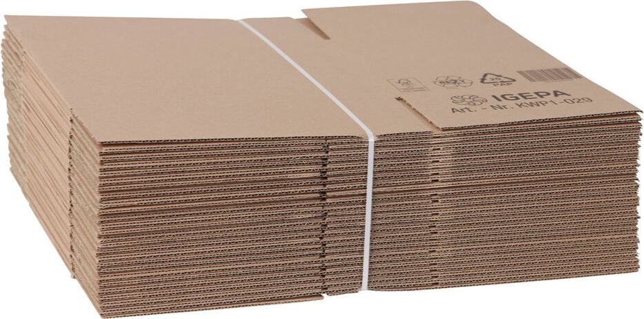 Versandkarton FEFCO 0201 KWP1-029, 294x194x188mm (LxBxH), braun, ohne
Höhenrillung, Pack 25 Stück