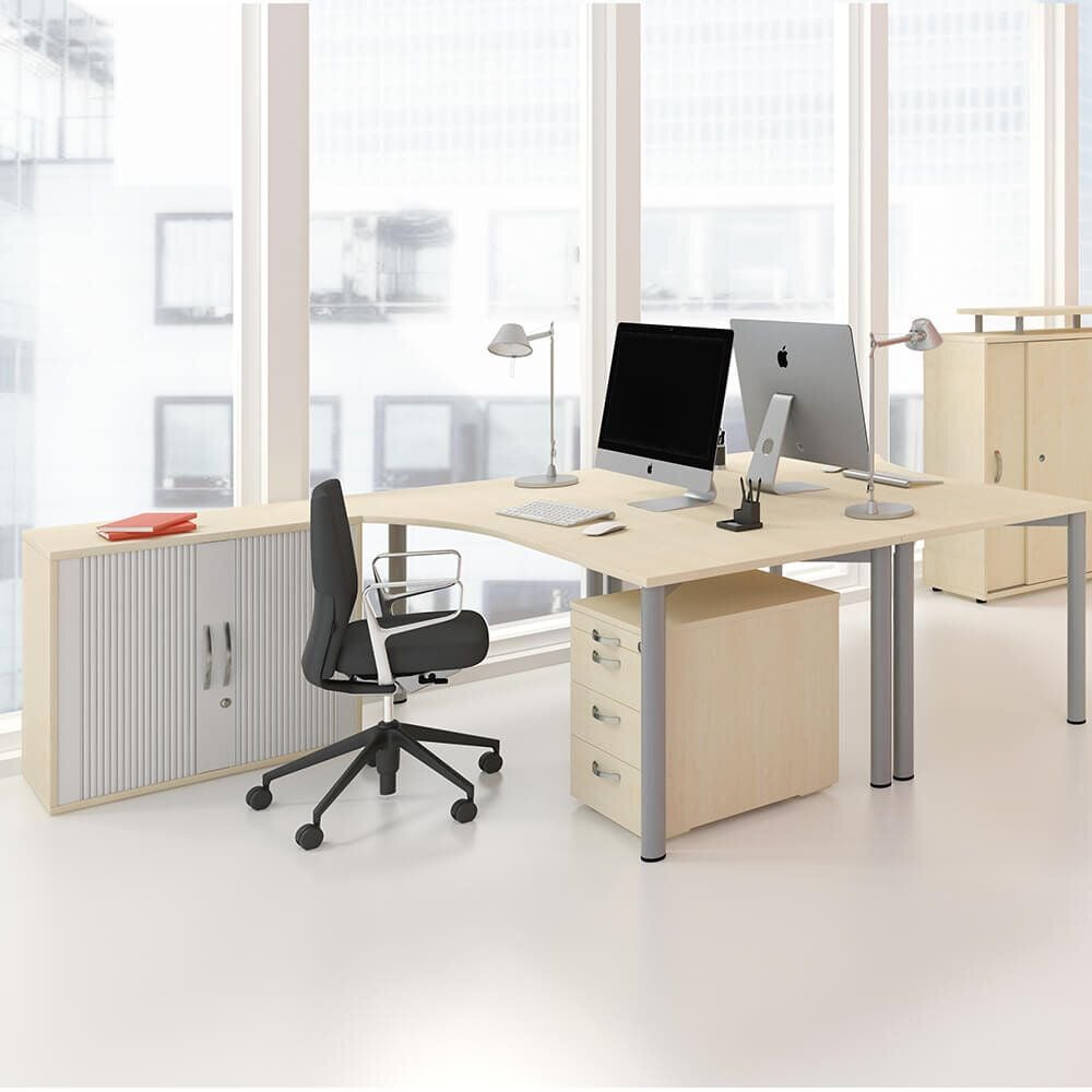 Schreibtisch Geramöbel 4 Fuß Flex S-550305, 180x72x100cm (BxHxT), Freiform rechts, 4-Fuß
silber, buche