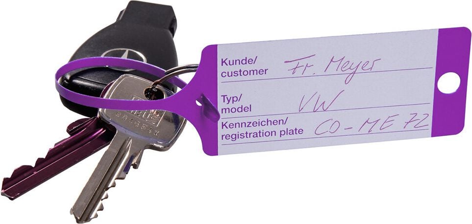 Schlüsselanhänger Eichner Fix, schmale Schlaufe, beschriftbar, PP, Pack 100 Stück, violett