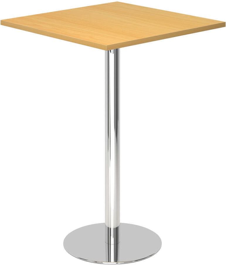 Stehtisch Hammerbacher STH88/x/C, 80x80cm (BxT), 111,6cm Höhe, Standfuß chrom, buche