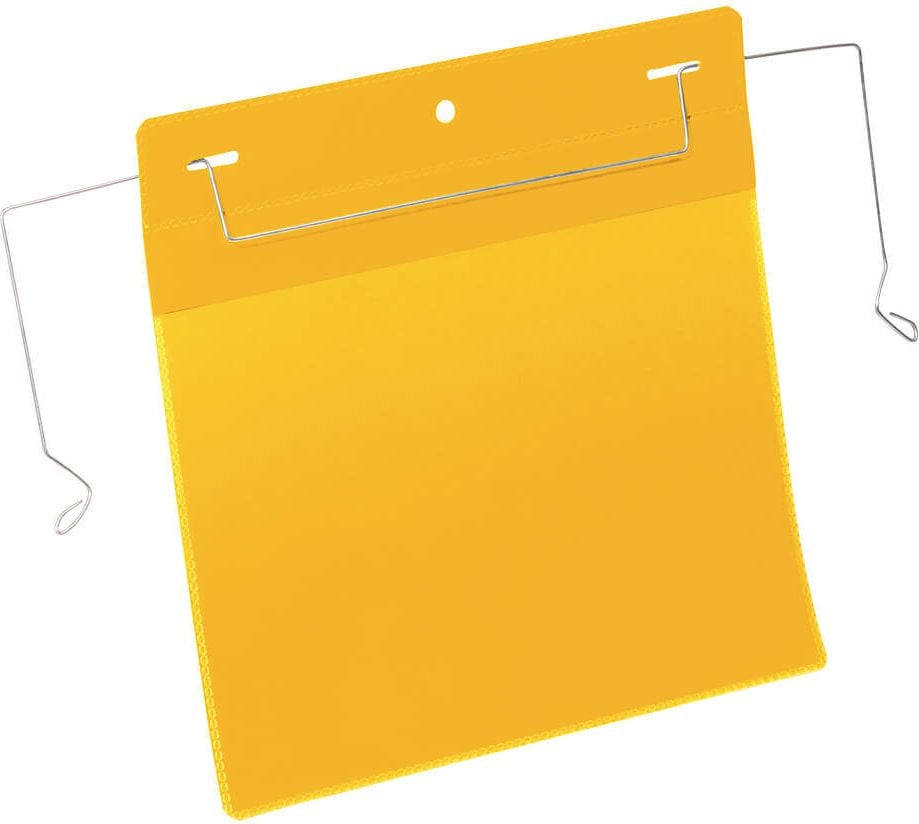 Gitterboxtaschen Durable Drahtbügeltasche 1752, 210x148mm (A5 quer), Drahtbügel, farbig, Pack 50 Stück, gelb