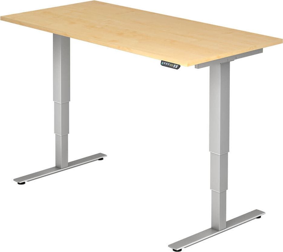 Hubschreibtisch Hammerbacher XDSM16/x/S, 160x80cm (BxT), 63,5-128,5cm Höhe,
rechteckig, T-Fuß silber, ahorn