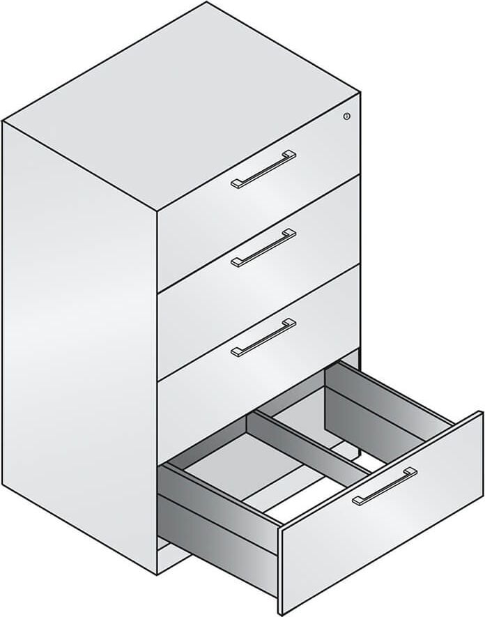 Hängeregistraturschrank CP C 3000 Asisto 146223-412, 80x129,8x60cm (BxHxT), 4 Schübe, 2-bahnig,
Bügelgriffe, hellgrau