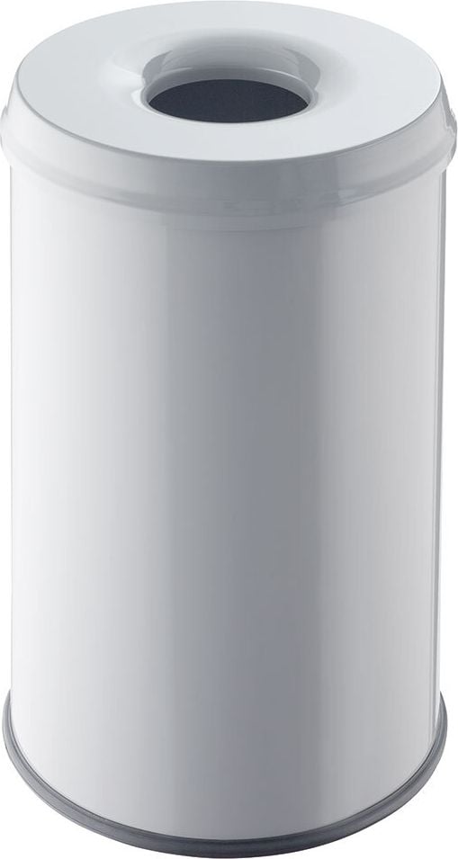 Sicherheitspapierkorb Helit the guardian H25156, 30 Liter, Stahlblech, schwer entflammbar,
flammhemmender Löschkopf, hellgrau
