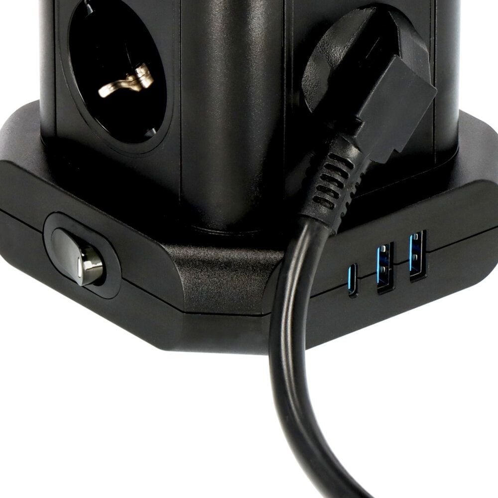 Steckdosenturm Brennenstuhl 1153560010, 45 Grad-Anordnung, 8x Steckdosen, 1x
Schalter, 2x USB-A, 1x USB-C, Ladebuchsen,
Kabellänge 2m, schwarz