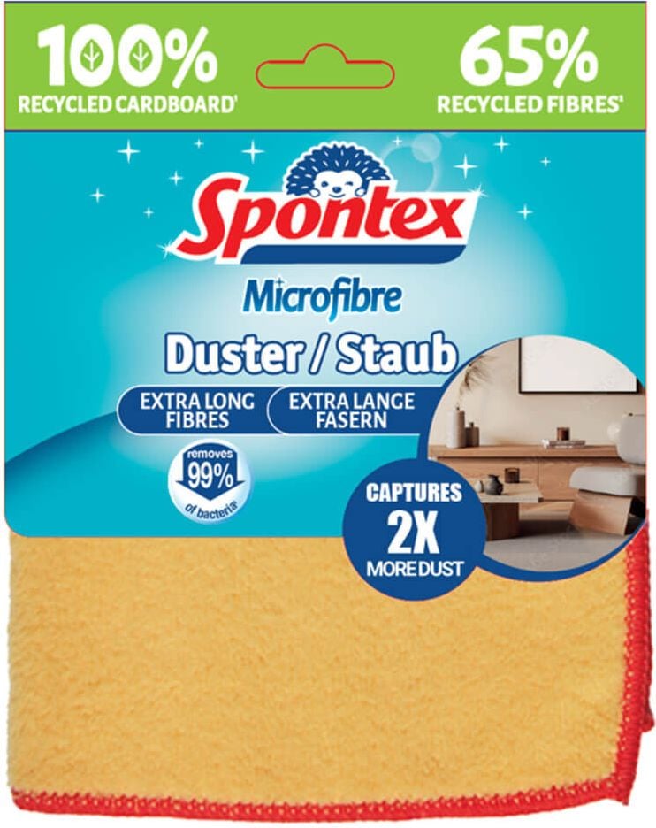 Mikrofasertücher Spontex Microfibre Staubtuch 19700318, 32x32cm, extra lange Fasern, fusselfrei,
geeignet für alle Oberflächen, gelb