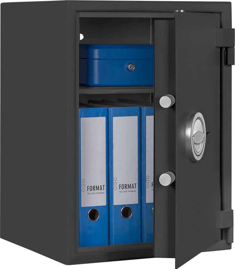 Möbeleinsatztresor Format MT 3 112327-60000, 55x40,5x38,5cm, 34kg, Doppelbartschloss, Sicherheitsstufe S1 gemäß EN 14450, 66 Liter Volumen, dunkelgrau