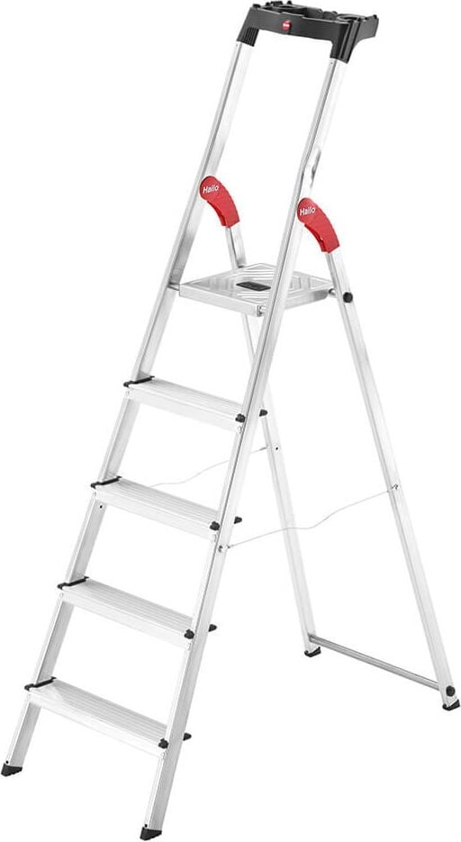 Stehleiter Hailo StandardLine L60 8160-507, Sicherheits-Stufenstehleiter, 5 Stufen,
belastbar bis 150 kg, Multifunktions-
Ablageschalensystem