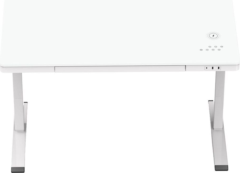 Schreibtisch a-series AS1739 120 x 60 cm elektrisch, 120x60cm (BxT), elektrisch höhenverstellbar, 70-120 cm Höhe, rechteckig, T-Fuß, weiß/silber, weiß