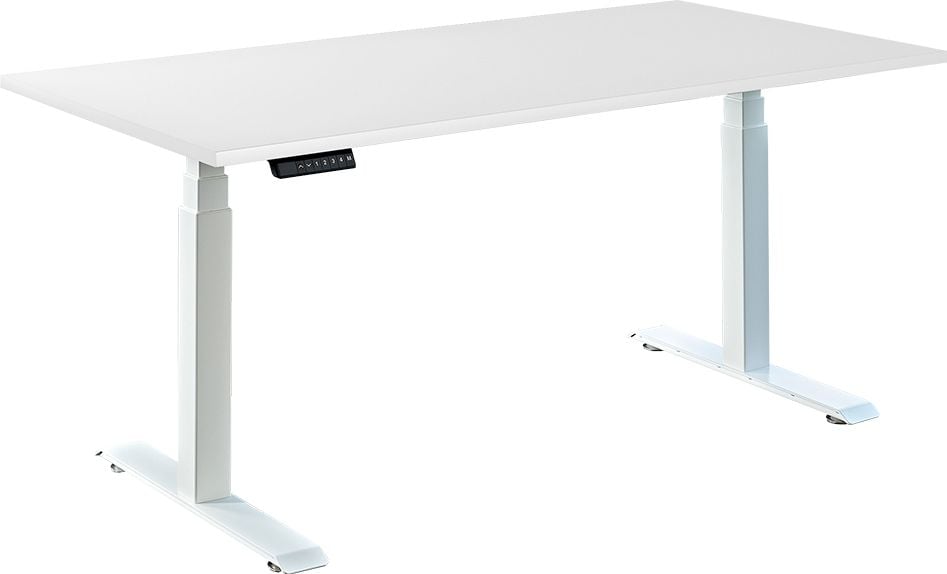 Schreibtisch a-series AS1442, 120 x 80 cm, elektrisch, 120x80cm (BxT), elektrisch höhenverstellbar,
60-125 cm Höhe, rechteckig, T-Fuß, weiß, weiß