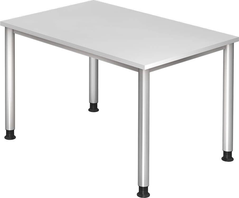 Schreibtisch Hammerbacher HS12, 120x80cm (BxT), 68,5-81cm Höhe,rechteckig,
4-Fuß, weiß