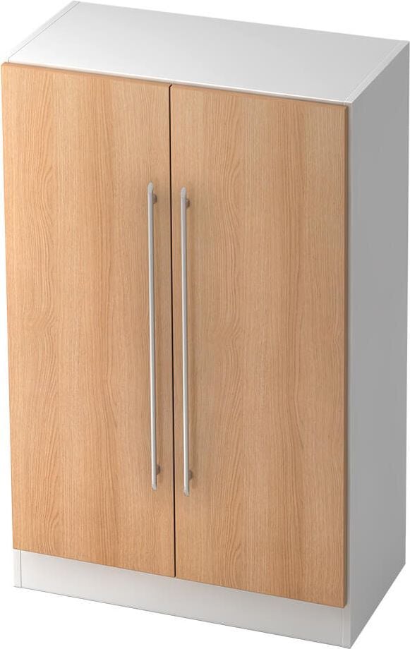 Aktenschrank Hammerbacher Solid 7550, 80x127x42cm, (BxHxT), 2 Flügeltüren,
Relinggriff, weiß/eiche