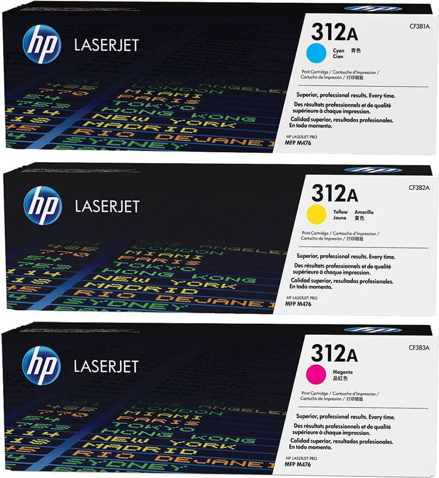 HP Lasertoner CF440AM Nr. 312A, Kombipack, je 1 x cyan, magenta, yellow, (je
2.700 Seiten)