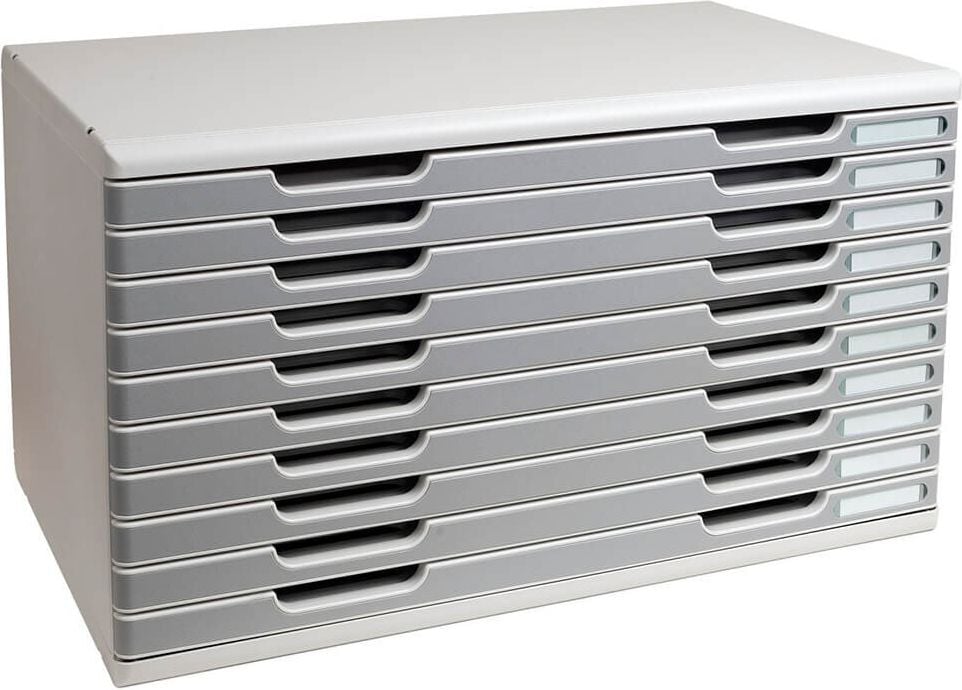 Schubladenbox Exacompta MODULO 3240, für A3+, 10 geschlossene Schubladen, blau