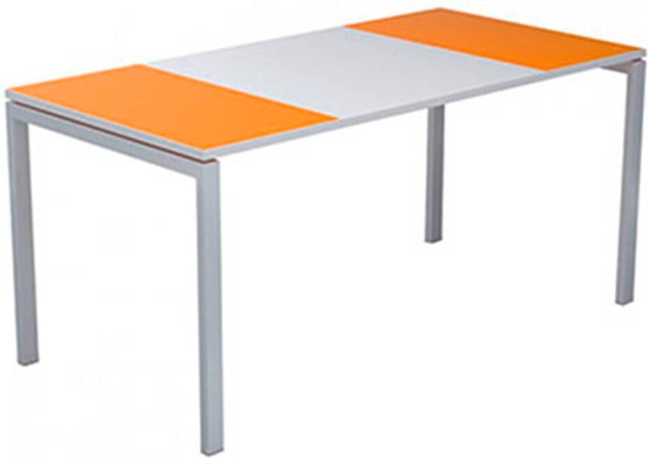 Schreibtisch easyDesk by Paperflow, 160x75x80cm (BxHxT), rechteckig, 4-Fuß,
Tischplatte Mittelteil weiß/Seitenteile
farbig, orange