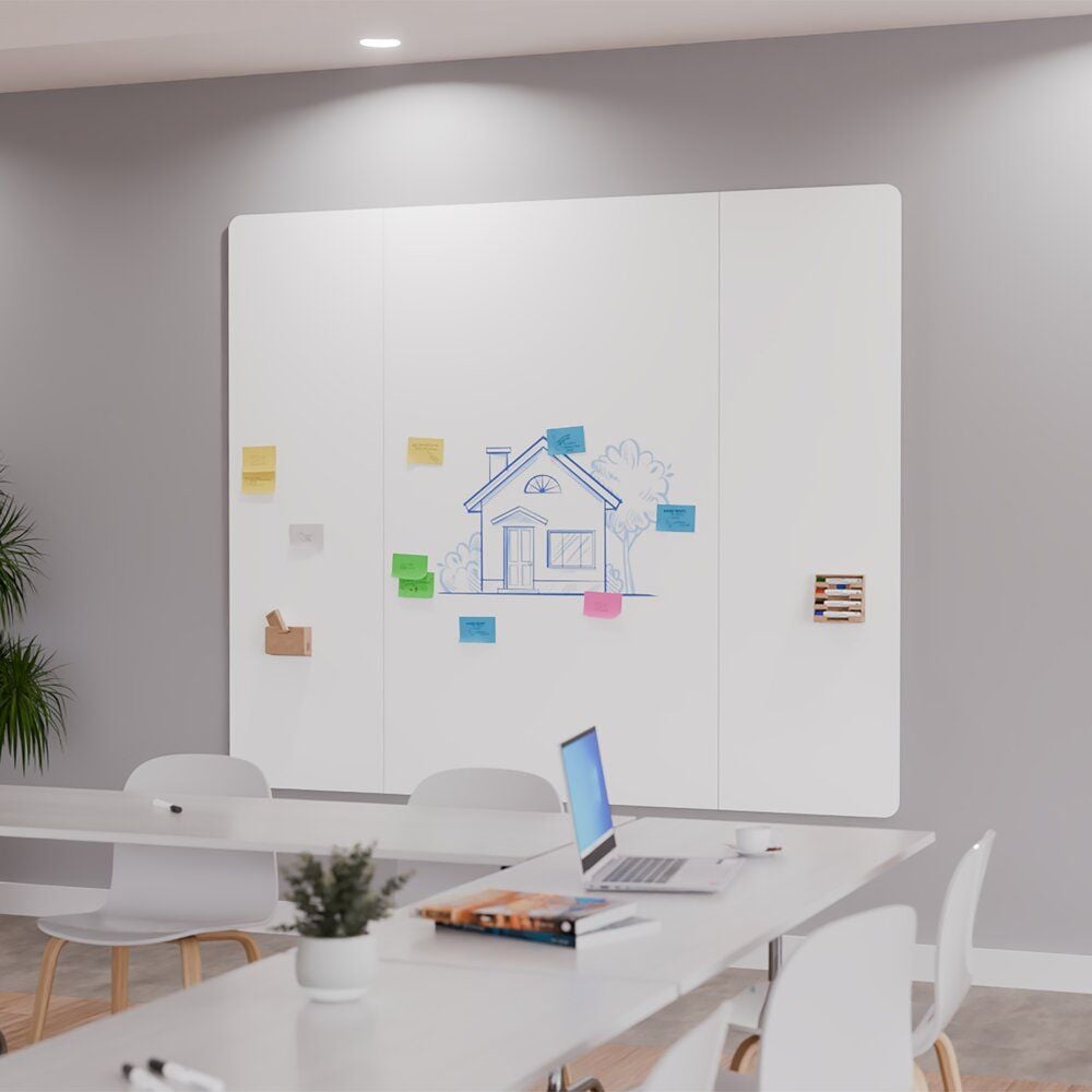 Whiteboard Legamaster WALL-UP 7-106112, 120x200cm, emailliert, trocken abwischbar, rahmenlos, Wandaufhängung im Querformat, inkl. Zubehör, FSC-zertifiziert