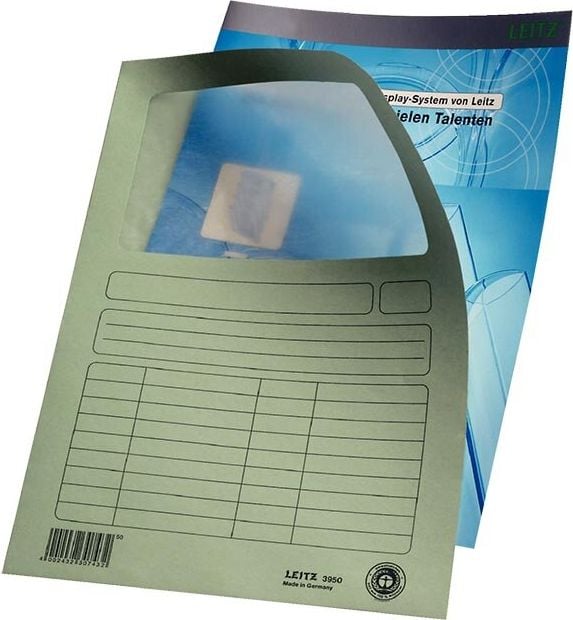 Sichtmappen Leitz 3950, A4, Karton (RC) 160 g/m², Sichtfenster aus
Pergamin, Linienaufdruck, hellgrün