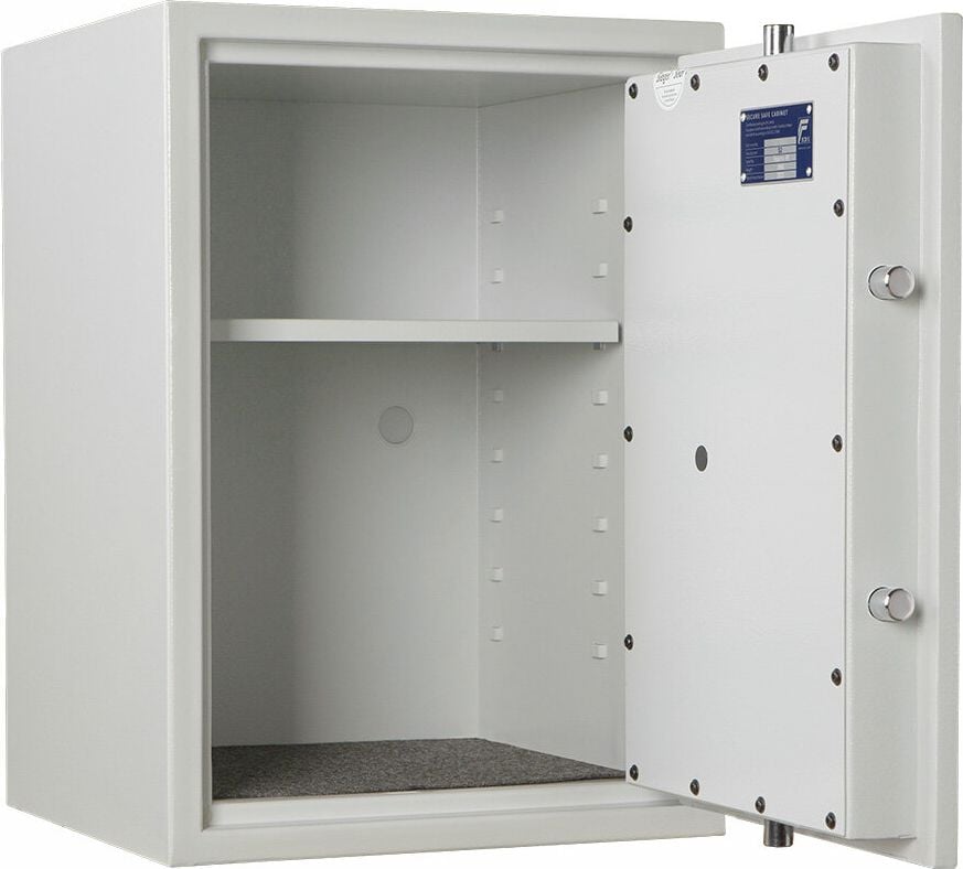 Sicherheitsschrank Format Seguro 40 022840-00000, 60,2x43,2x42,5cm, 58kg, Doppelbartschloss, Sicherheitsstufe S2 gemäß EN 14450, 58 Liter Volumen, hellgrau