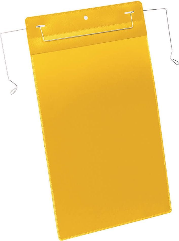 Gitterboxtaschen Durable Drahtbügeltasche 1753, 210x297mm (A4 hoch), Drahtbügel, farbig, Pack 50 Stück, gelb