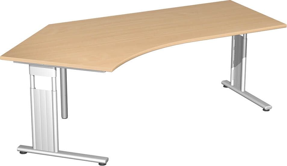 Winkelschreibtisch Geramöbel C Fuß Flex S-617315, 216,6x113cm (BxT), 68-82cm Höhe, 135 Grad
Winkel links, C-Fuß silber, buche