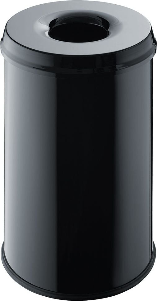Sicherheitspapierkorb Helit the guardian H25156, 30 Liter, Stahlblech, schwer entflammbar,
flammhemmender Löschkopf, schwarz