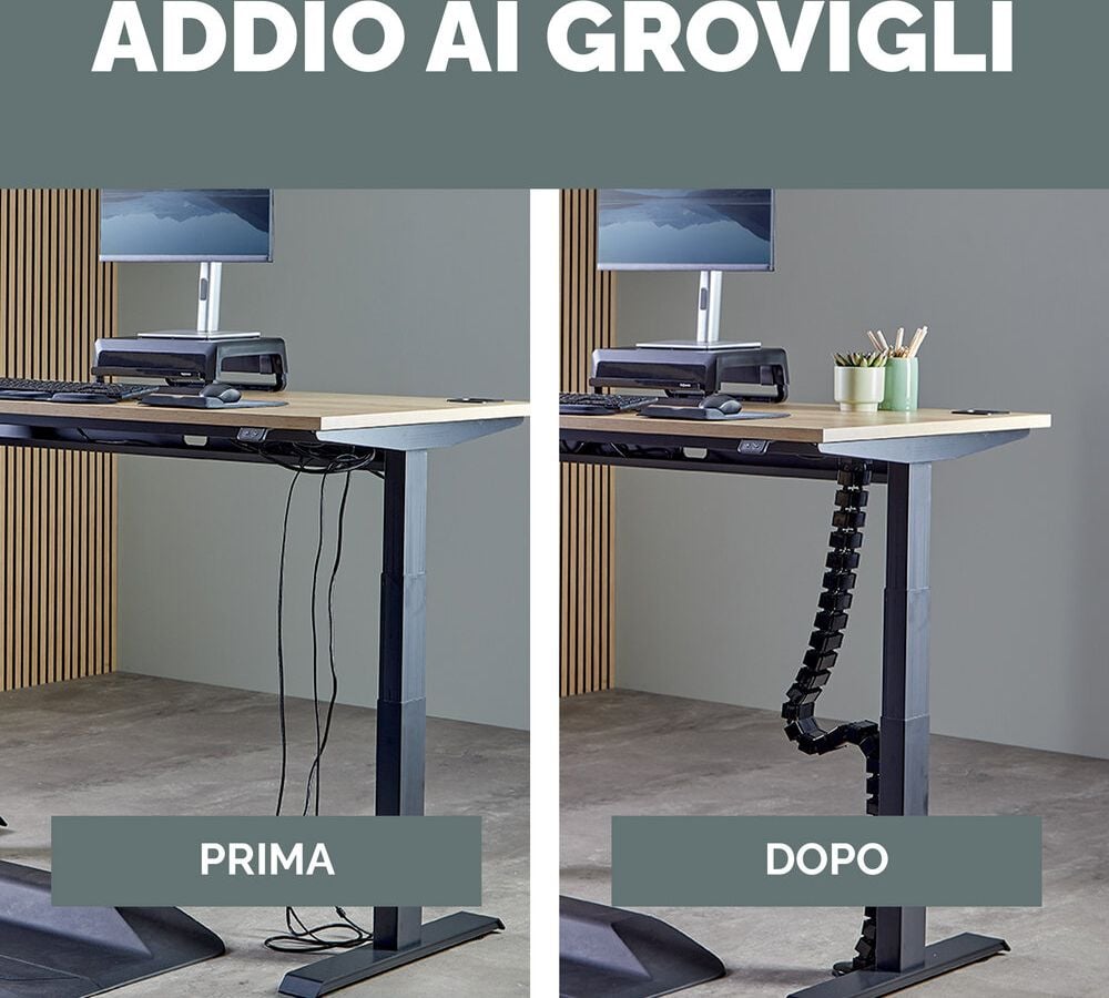 Kabelführung Fellowes CableSpine 100136871/10036872, 128,8cm, 4 getrennte Kabelkanäle, für höhenverstellbare Tische bis 130 cm, schwarz
