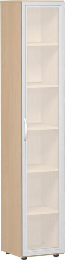 Aktenschrank Geramöbel Flex S-346838, 40x216x42cm (BxHxT), 1 Flügeltür, 5
Fachböden, 6 Ordnerhöhen, Bogengriff, buche