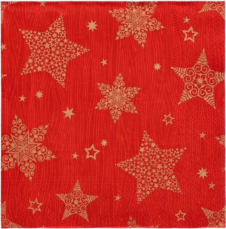 Servietten Papstar Christmas Shine 33x33cm, 1/4-Falz, 3-lagig, Tissue, Pack 20 Stück