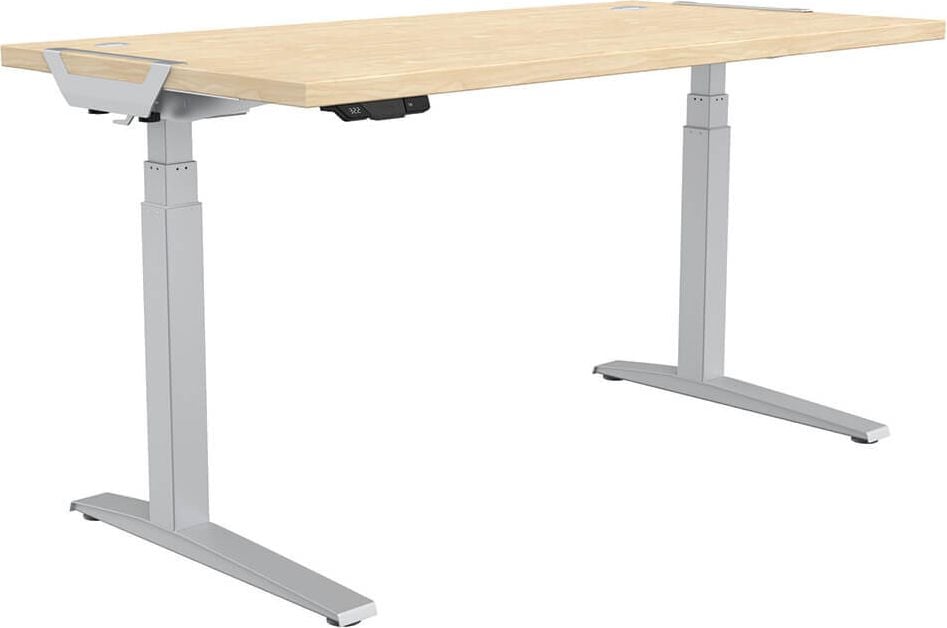 Hubschreibtisch Fellowes Levado 160 cm, 160x80cm (BxT), 64-126cm Höhe, rechteckig,
C-Fuß silber, ahorn
