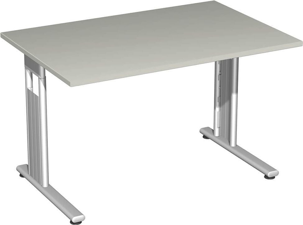 Schreibtisch Geramöbel C Fuß Flex S-618102, 120x72x80cm (BxHxT), rechteckig, C-Fuß silber, hellgrau