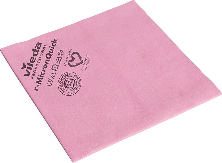 Mikrofasertücher Vileda r-MicronQuick, 38x40cm, 32-fach gesplittete Mikrofaser, für
fein strukturierte Oberflächen, 70%
Recyclingmaterial, Pack 5 Stück, rot