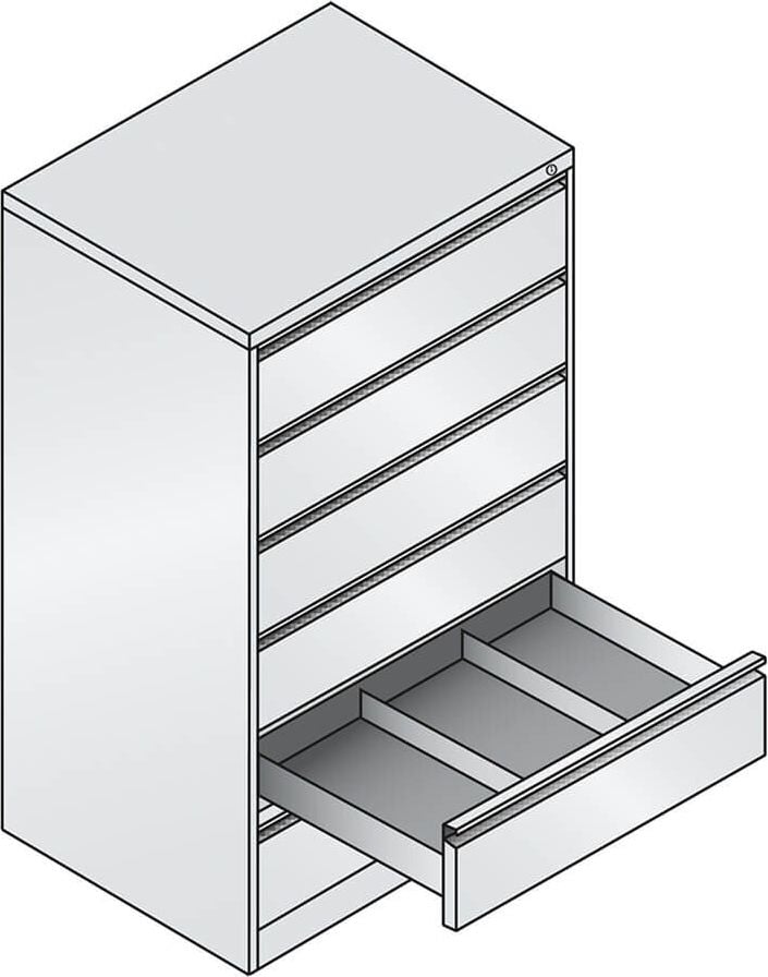 Karteischrank CP C 2000 Acurado 12936-323, 78,7x135,7x59cm (BxHxT), 6 Schübe, 3-bahnig,
für DIN A5 quer, Griffleiste, hellgrau