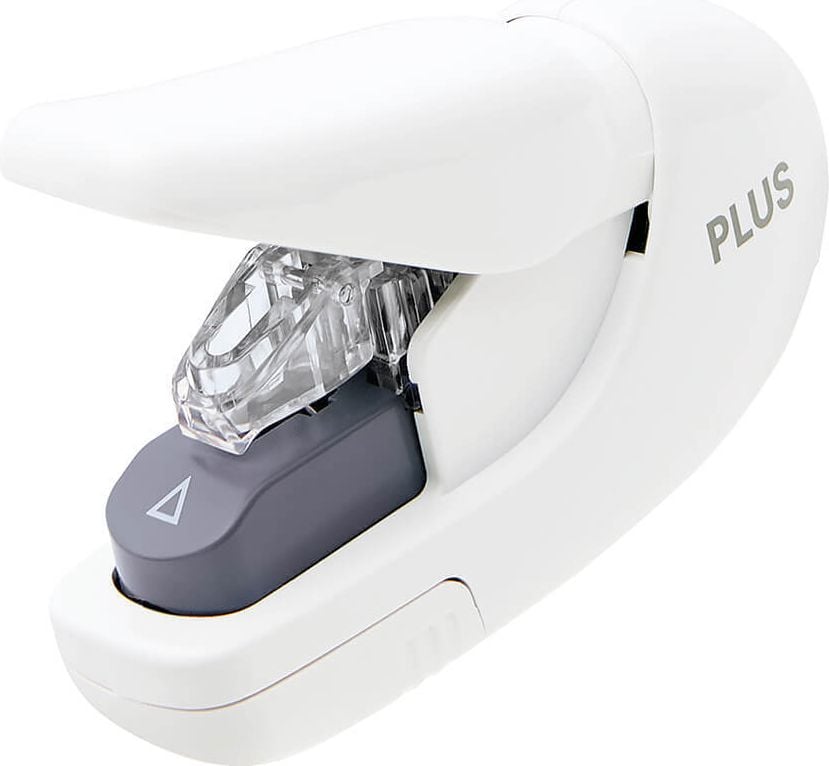 Heftgerät PLUS Japan SL-106AB, bis 5 Blatt, Einlegetiefe: ca. 20mm,
klammerlos, weiß