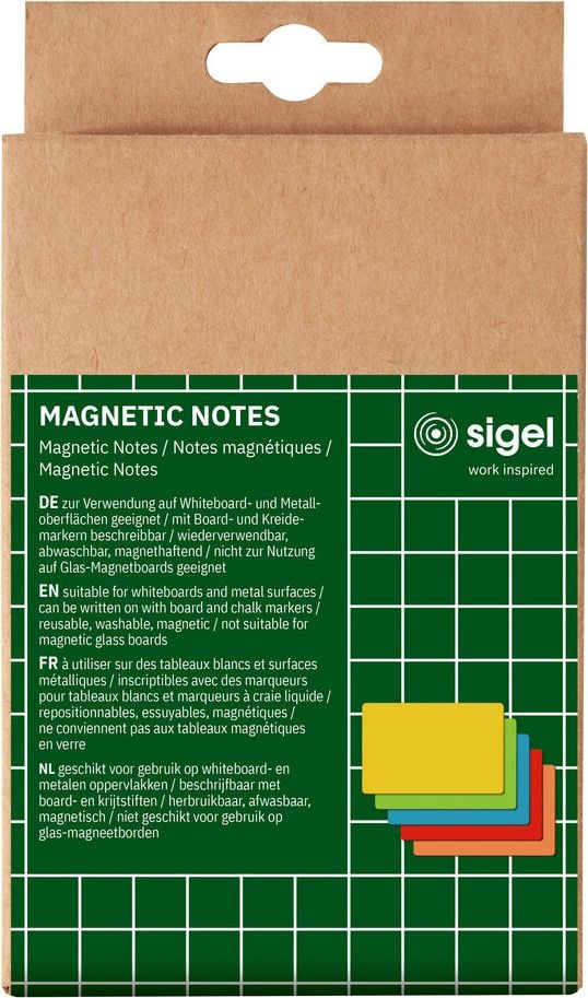 Whiteboard Haftnotizen Sigel Magnetic Notes Meet up MU103, 10x15cm, Kunststoff/Magnet-Papier, sortiert, Pack 25 Stück