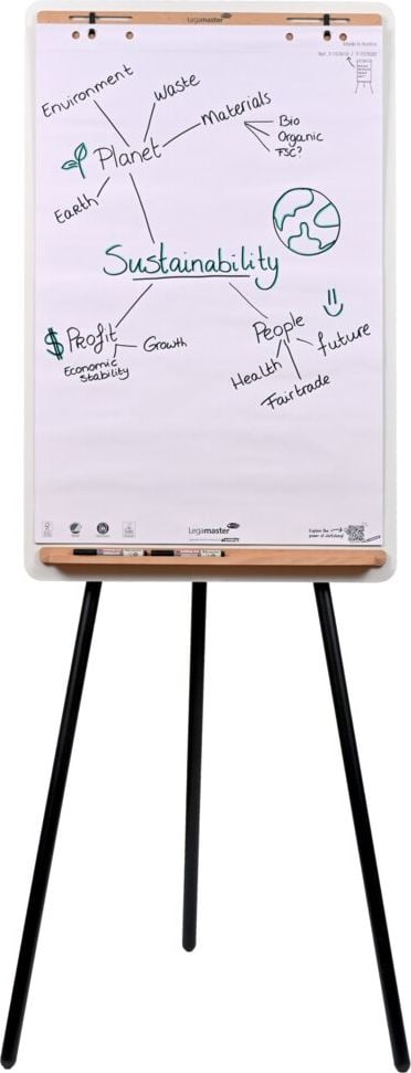 Flipchart Legamaster SKETCH INFINITE 7-153800, Tafel 69x110cm, Dreibeinstativ, Holz/Stahl,
inkl. Block + Stifte