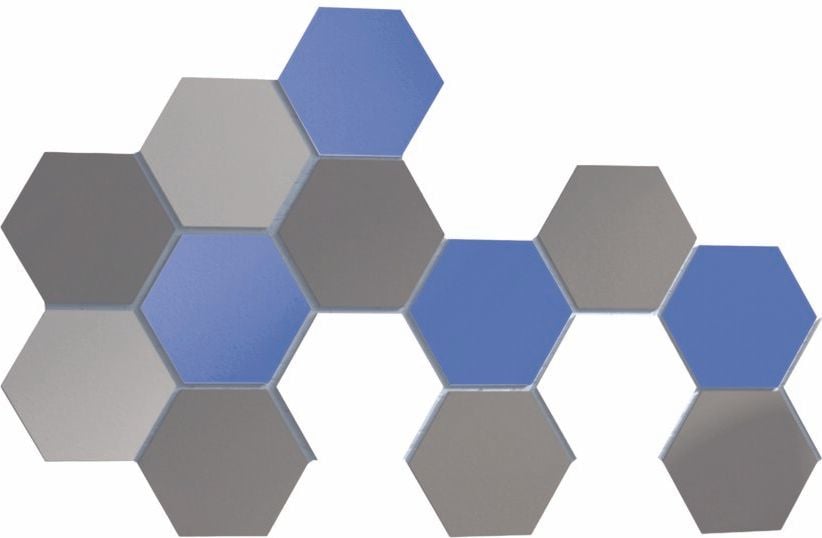 Akustik-Wandpaneele Magnetoplan, Hexagon, 37x32 cm, für glatte Oberflächen,
selbstklebend, Packung 6 Stück, grau