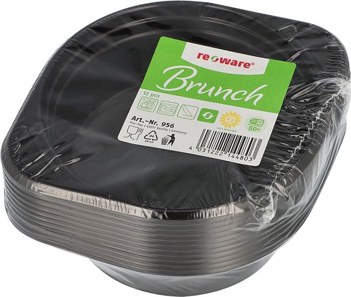Mehrwegsuppenschalen Papstar Pro Pac 96556, 15,6cm Durchmesser, 500ml, PP, recycelbar, schwarz Pack 12 Stück