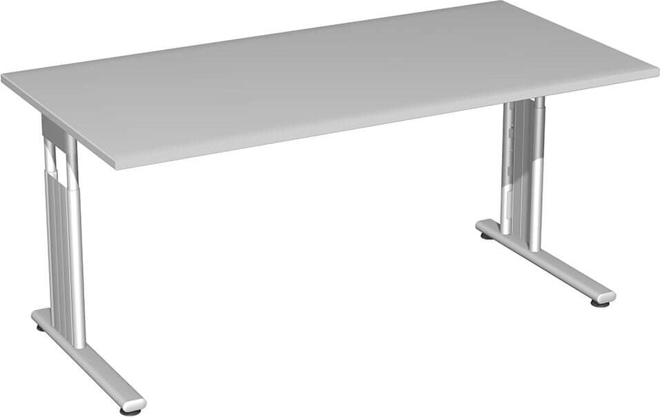 Schreibtisch Geramöbel C Fuß Flex S-617103, 160x80cm (BxT), 68-82cm Höhe, rechteckig,
C-Fuß silber, hellgrau