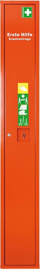 Erste Hilfe Stehschrank Söhngen SAFE 0601052, inkl. Krankentrage, Erste-Hilfe-Koffer nach
DIN 13157, Rettungssitz+-tuch, Decken,
Taschenlampe, orange