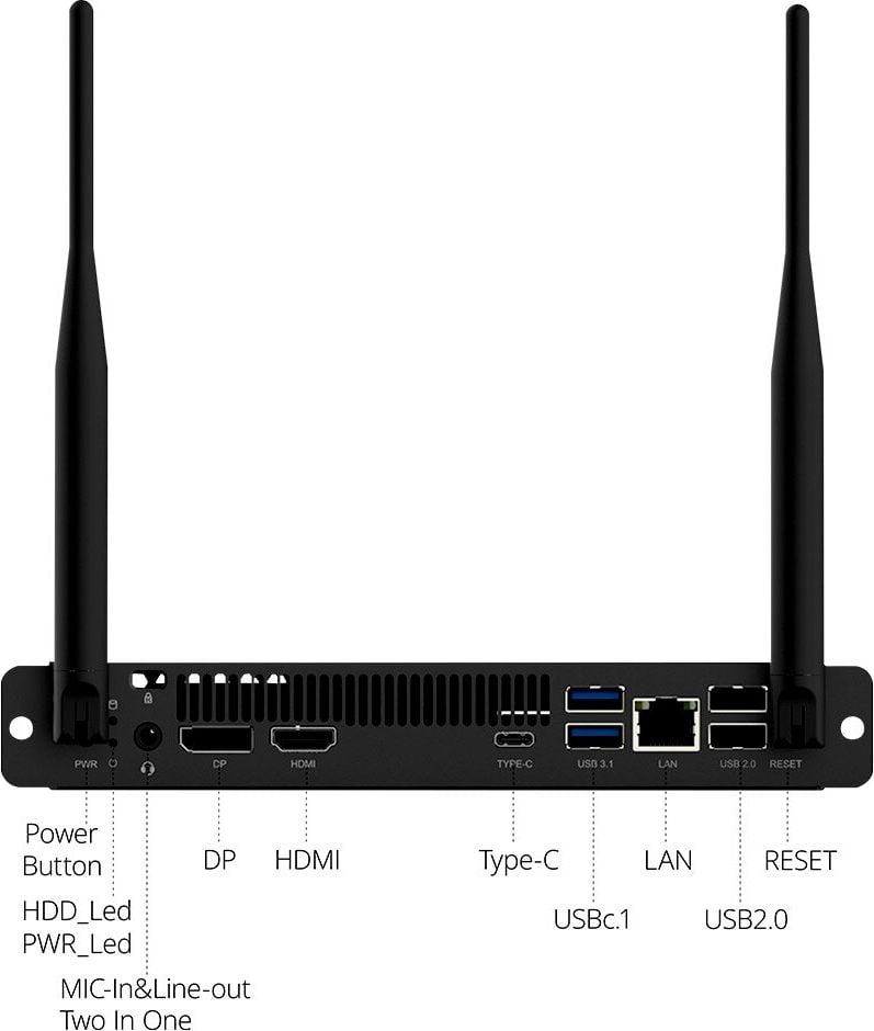 OPS Computer Legamaster AL-i7-1255U W11, 256 GB M.2 SSD-Festplatte, 2
WLAN-/Bluetooth-Antennen, schwarz