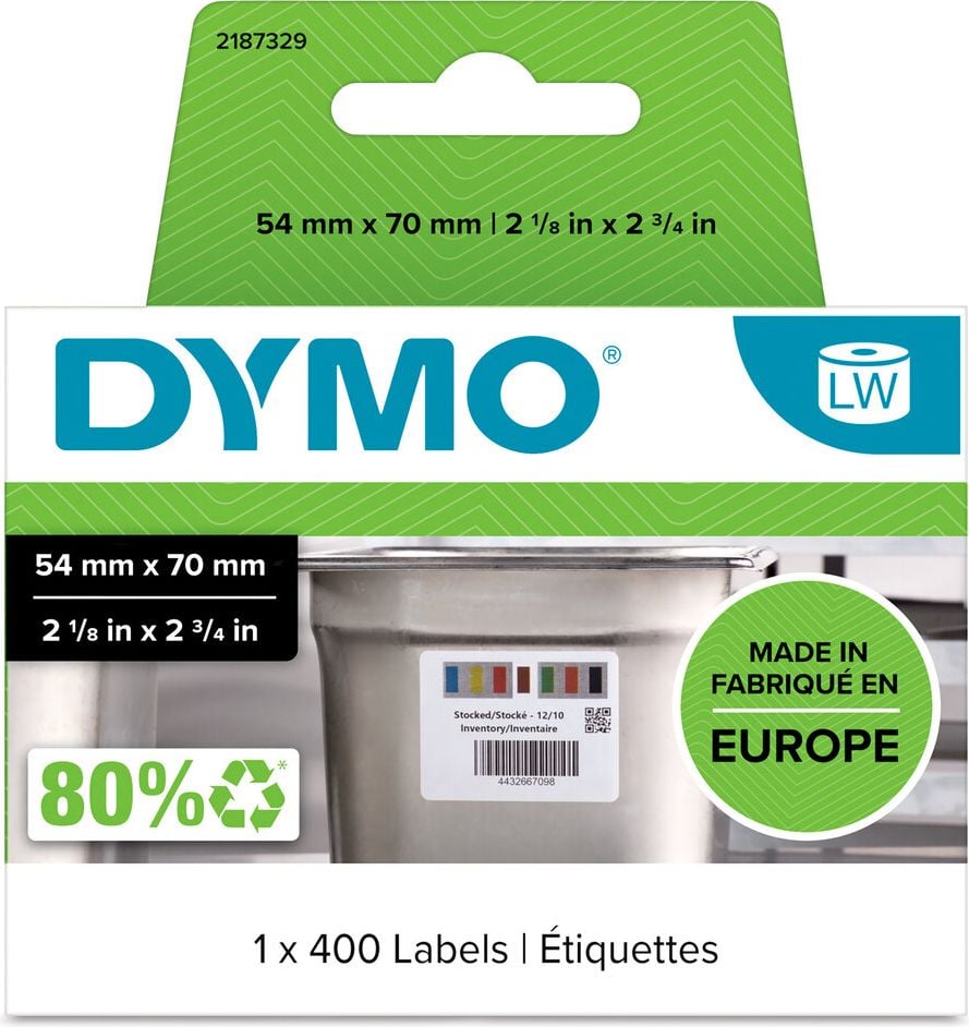 Rollen-Etiketten Dymo Warenrotations-Etiketten 2187329, 54x70mm, farbig, ablösbar, Rolle/400 Etiketten