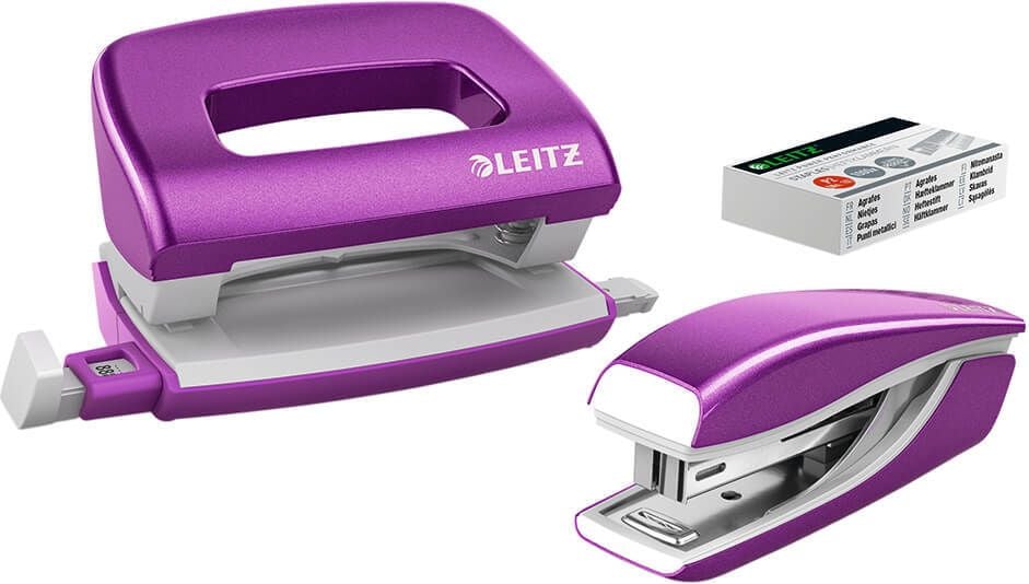 Locher+Heftgerät Leitz New NeXXt WOW-Farben, Locher 5060, Heftgerät 5528, violett